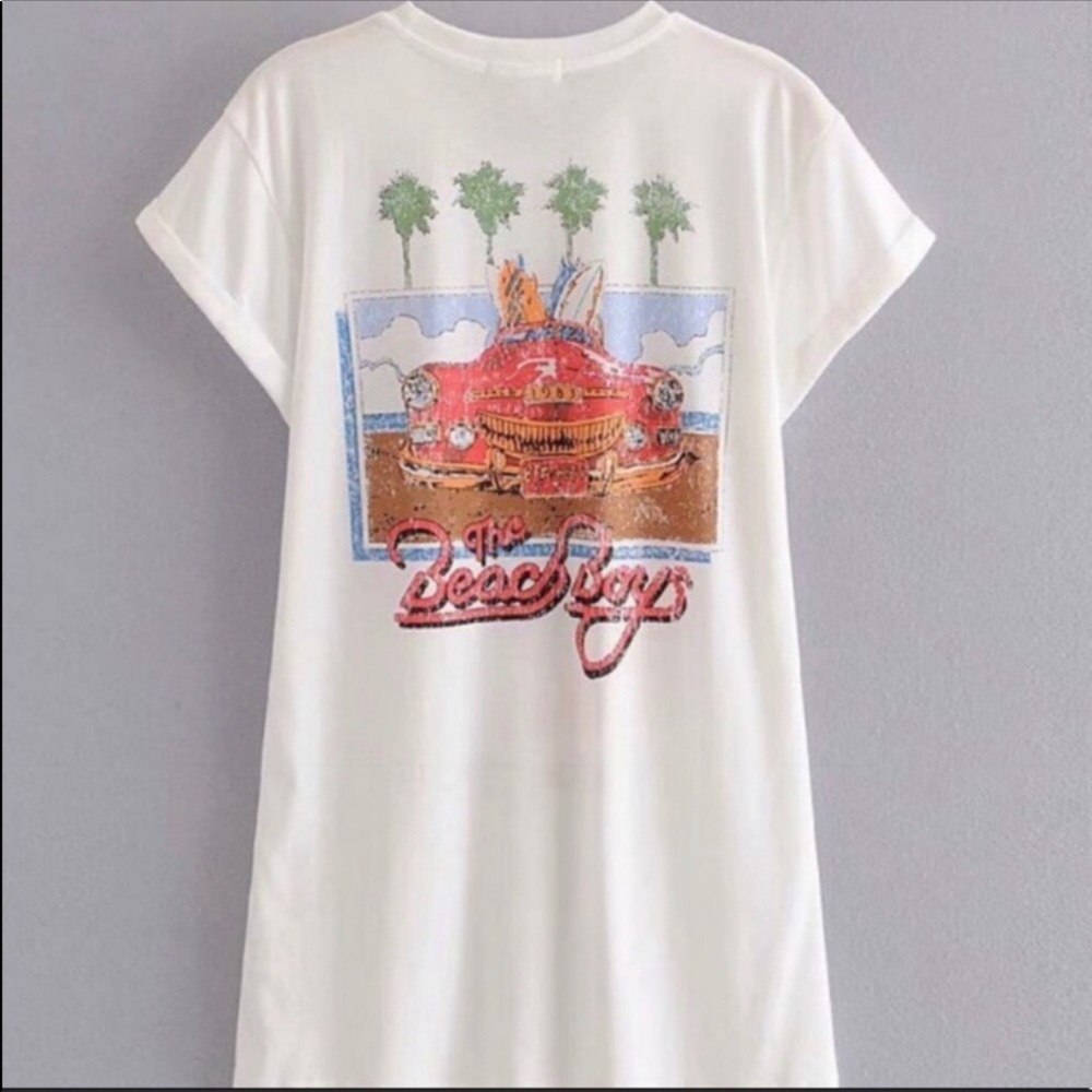 #90CLOSEOUT SALE!New! Beach Boys Band Tour White Graphic Tee - Picture 6 of 6